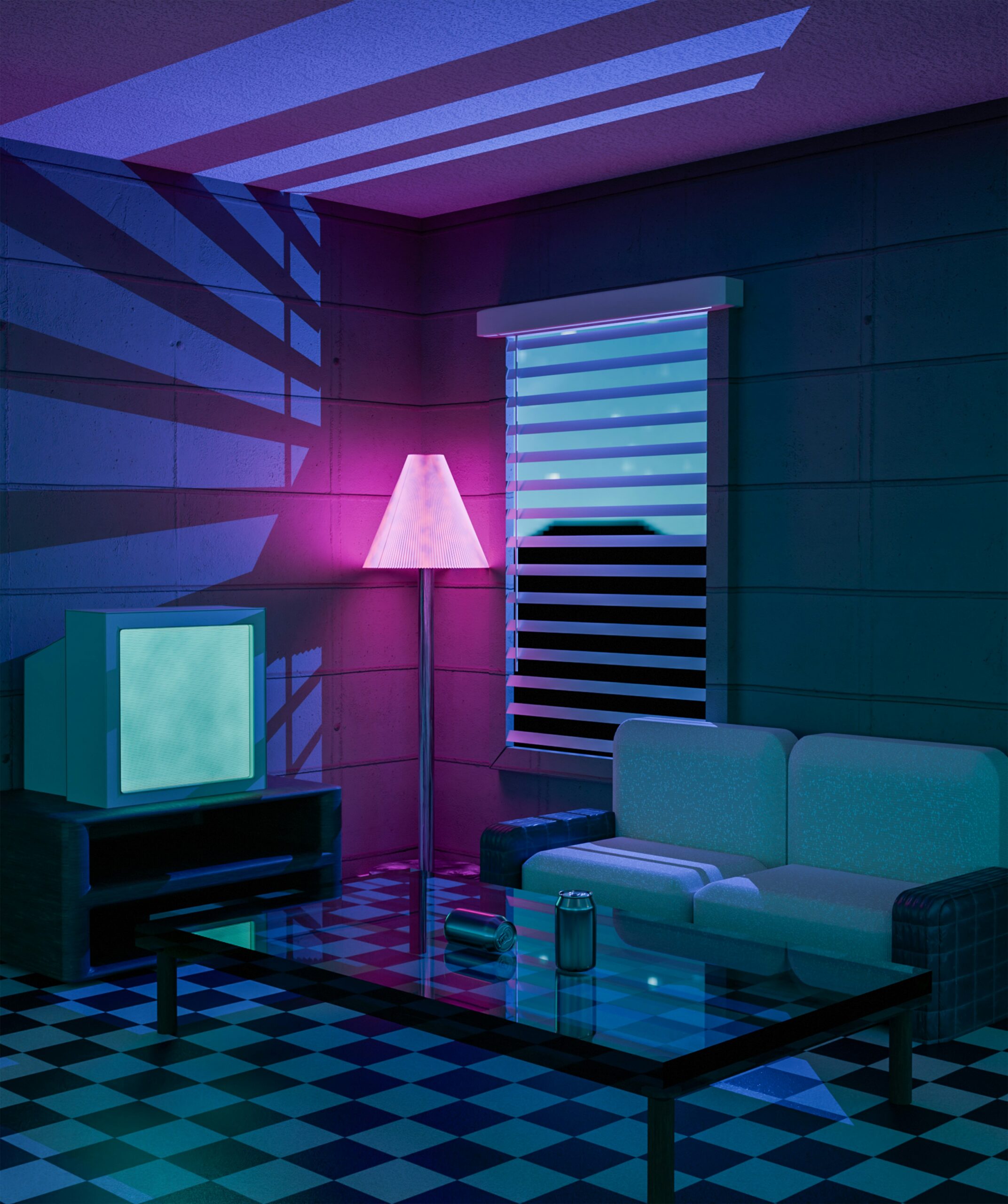 Vaporwave Chrome Gradient Sky Design
