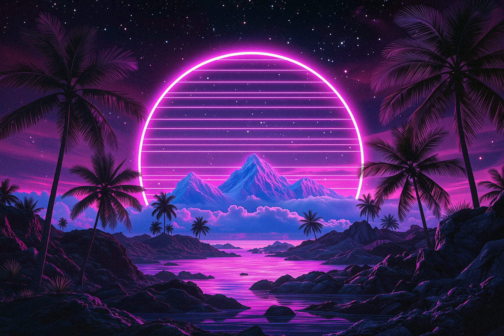Synthwave Neon Grid Horizon Design